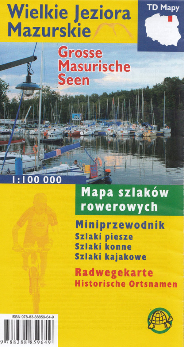 Wielkie Jeziora Mazurskie. Mapa szlaków rowerowych Skala: 1:100 000