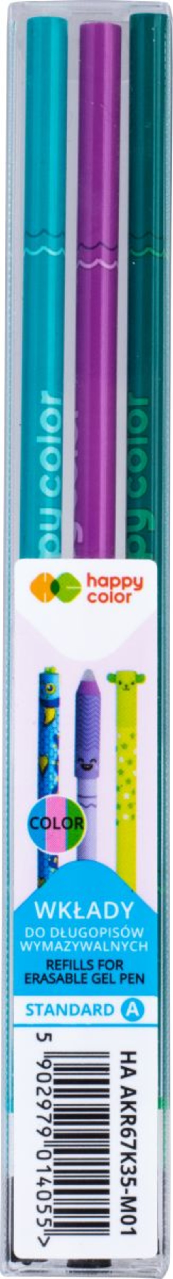 Wkłady do długopisu wymazywalnego standard a 0.5 mm mix happy color 3szt.