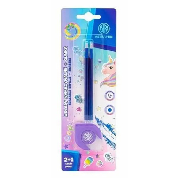 Wkłady wymazywalne niebieskie + gumka do długopisów i ołówków astrapen oops! blister