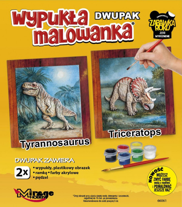 Wypukła malowanka Dwupak Dinozaury Tyrannosaurus-Triceratops