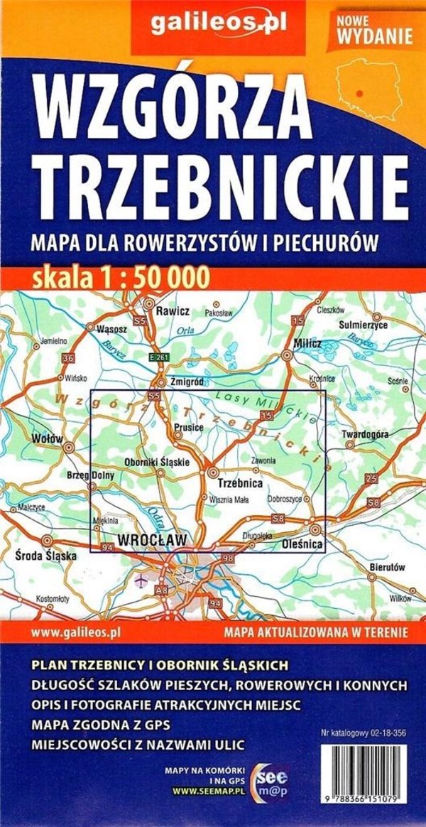 Wzgórza Trzebnickie. Mapa dla rowerzystów i piechurów Skala: 1:50 000