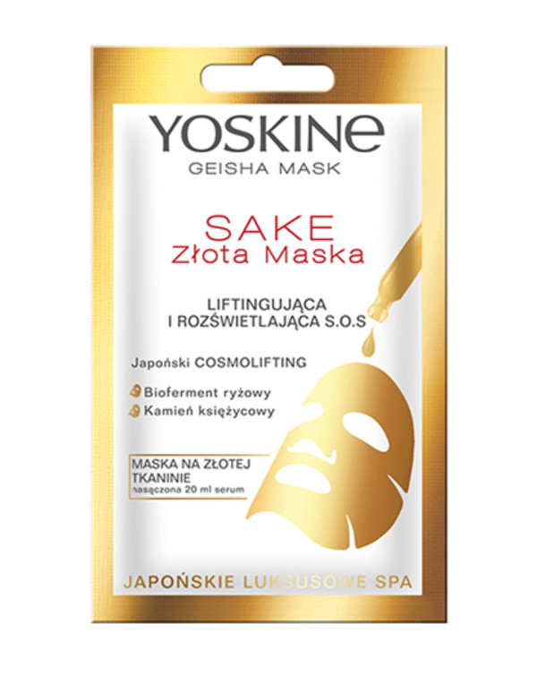 Geisha Mask Sake Złota Maska na tkaninie liftingująca i rozświetlająca S.O.S.