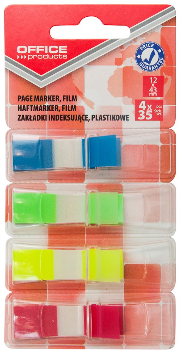 Zakładki indeksujące standard office products pp 12x43mm blister mix kolorów