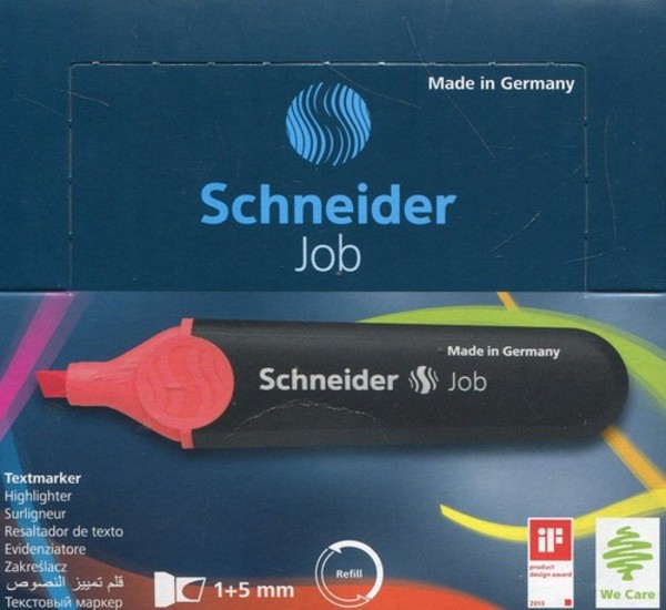 Zakreślacz SCHNEIDER Job 1-5 mm czerwony 10 sztuk
