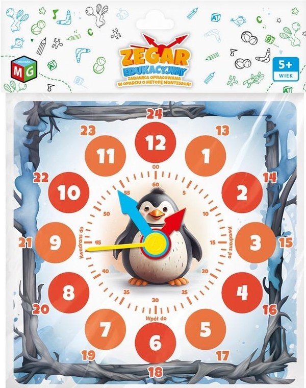 Zegar edukacyjny Pingwin