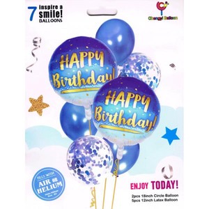 Zestaw balonów Happy Birthday niebieski/różowy, 7 szt