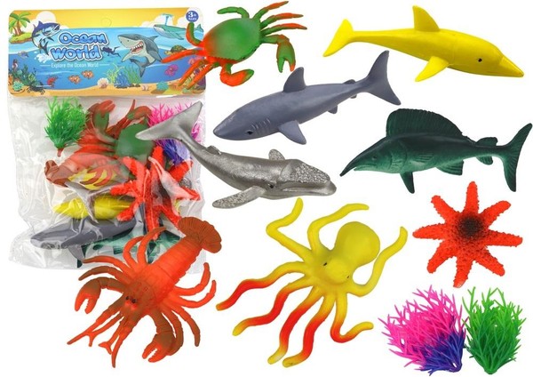 Zestaw figurek Zwierzęta i rośliny morskie 10 sztuk