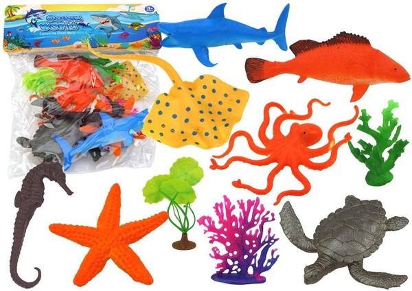 Zestaw figurek Zwierzęta i rośliny morskie 10 sztuk