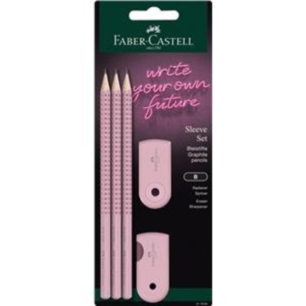 Zestaw grip różowy faber-castel 3 ołówki+ gumka + temperówka blister