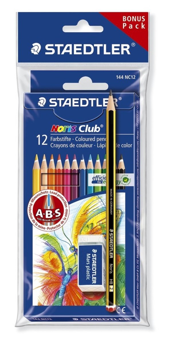Zestaw kredek Noris Club 12 kolorów + ołówek i gumka