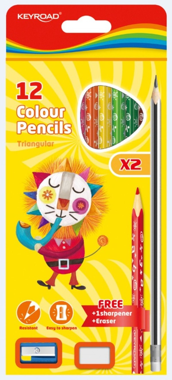 Zestaw kredek ołówkowych z ołówkami gumką i temperówką zawieszką mix kolorów