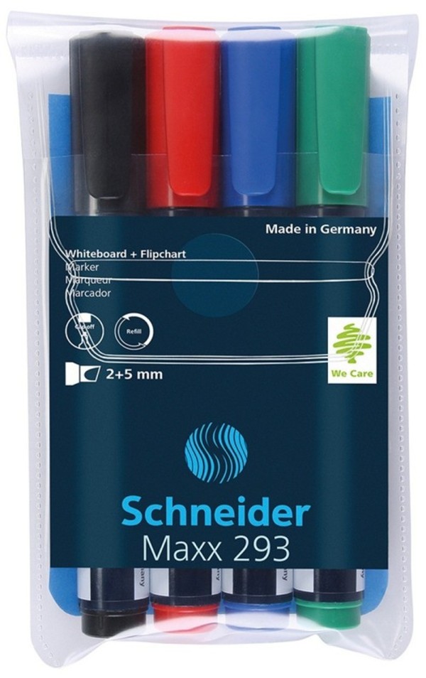 Zestaw markerów do tablic SCHNEIDER Maxx 293, 2-5mm, 4 kolory