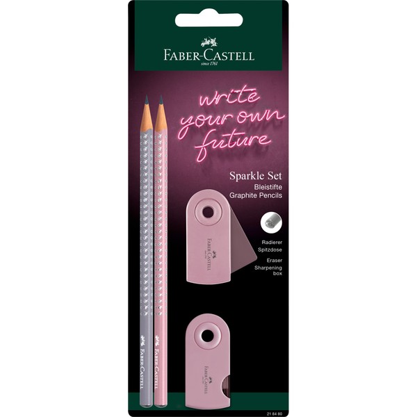 Zestaw sparkle faber-castell 2 ołówki+gumka +temperówka blister