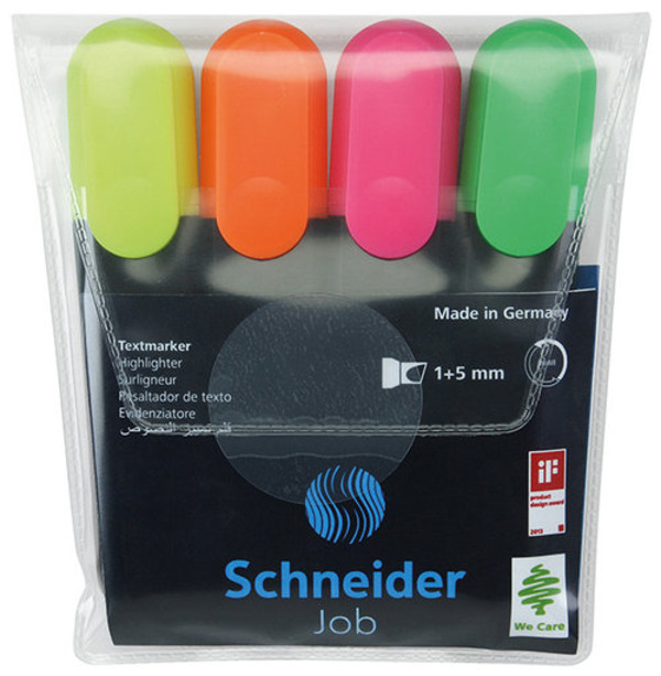 Zestaw zakreślaczy Schneider Job, 1-5 mm, 4 sztuki miks kolorów