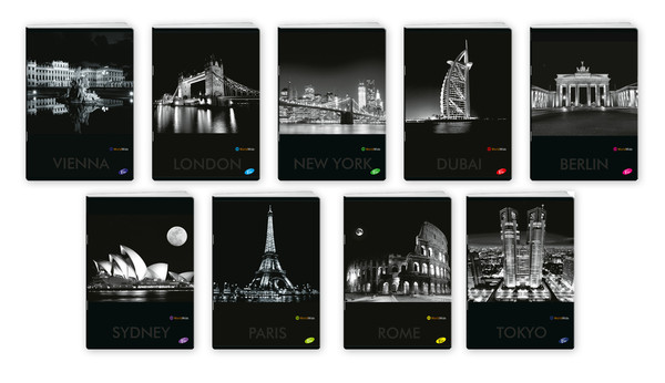 Zeszyt A4 60 kartek linia Cities by Night 10 sztuk