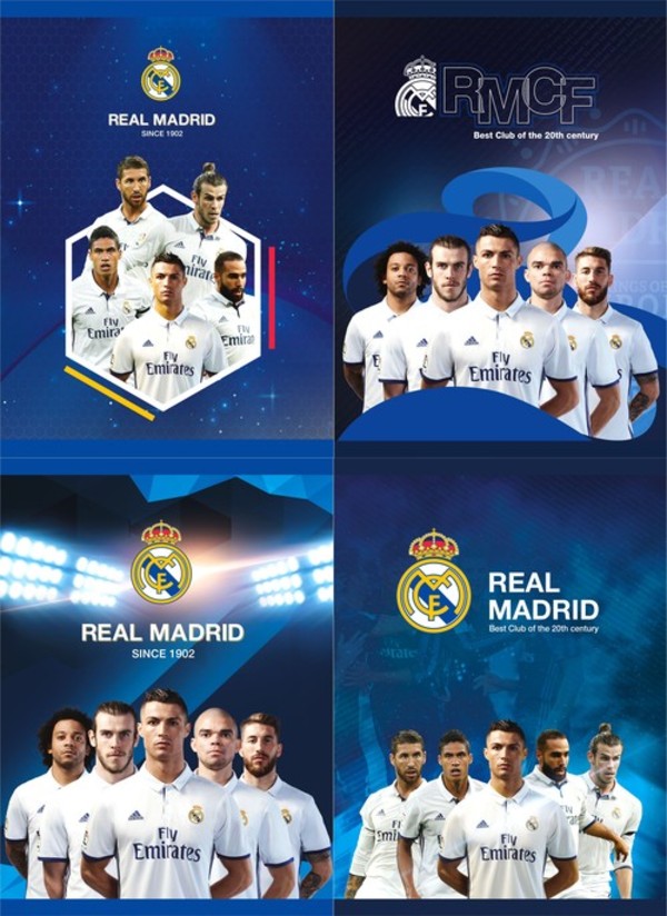 Zeszyt A5 w kratkę 32 kartki Real Madrid 10 sztuk mix