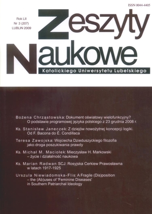 Zeszyty naukowe Katolickiego Uniwersytetu Lubelskiego Rok LII Nr 3 (207)