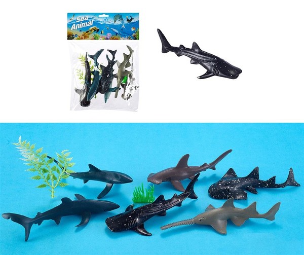 Figurki Zwierzęta morskie rekiny 6 sztuk