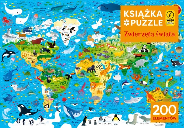 Książka i puzzle Zwierzęta świata 200 elementów
